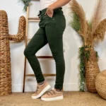 Jean Slim femme taille élastiquée MELLY & CO T34-T42 - vert-sapin - 42