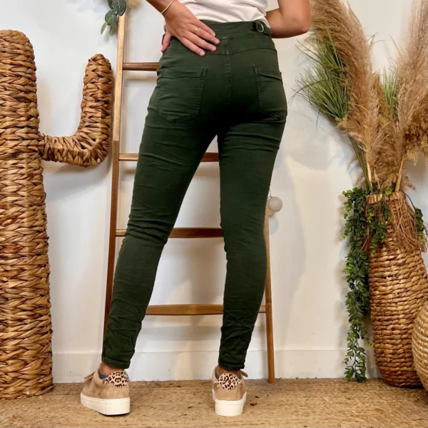 P070- Jean Melly & Co Taille élastiquée (XS-XL) - vert-sapin - 42