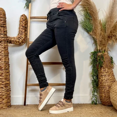 P070- Jean Melly & Co Taille élastiquée (XS-XL) - gris - 42