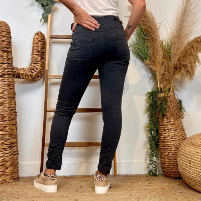 P070- Jean Melly & Co Taille élastiquée (XS-XL) - gris - 42