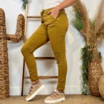 Jean Slim femme taille élastiquée MELLY & CO T34-T42 - moutarde - 42