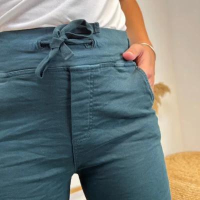 P070- Jean Melly & Co Taille élastiquée (XS-XL) - vert-sapin - 42