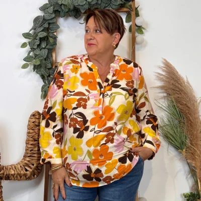 K985- Blouse « Christy "Seventies" (T44-T52) - marron - 52