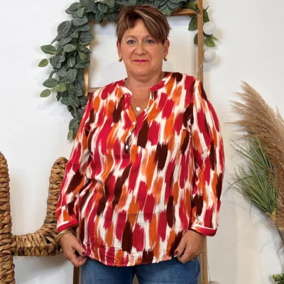 K977- Blouse « Christy » Gouache (T44-T52) - rouge - 52