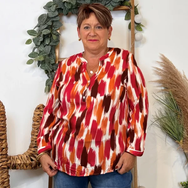 K977- Blouse « Christy » Gouache (T44-T52) - rouge - 52