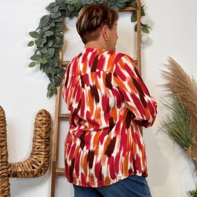 K977- Blouse « Christy » Gouache (T44-T52) - rouge - 52