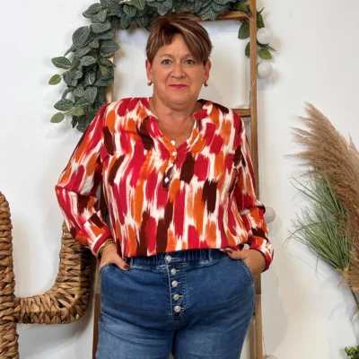 K977- Blouse « Christy » Gouache (T44-T52) - rouge - 52