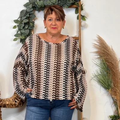 K065- Blouse macramée "Maëlle" (T40-T48) - noir - 48