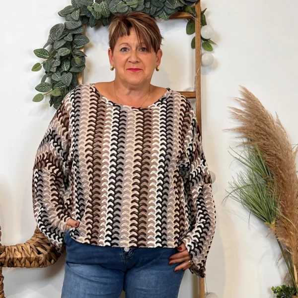 K065- Blouse macramée "Maëlle" (T40-T48) - noir - 48