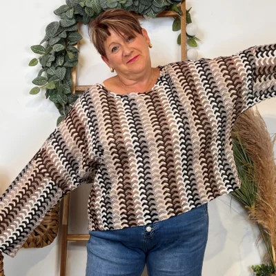 K065- Blouse macramée "Maëlle" (T40-T48) - noir - 48