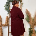 Robe courte femme trapèze en velours côtelé T40-T48 - bordeaux - 50