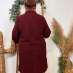 Robe courte femme trapèze en velours côtelé T40-T48 - bordeaux - 50