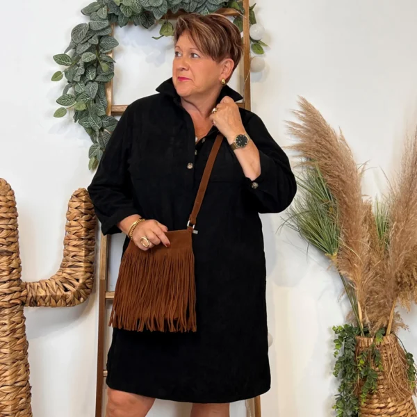 J888- Robe Velours "Maëlle" (T40-T48) - noir - 48