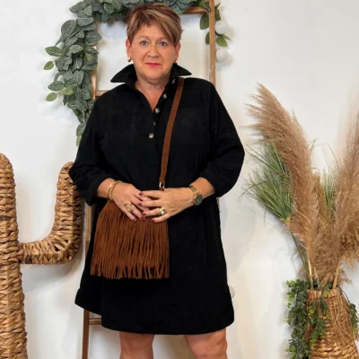 J888- Robe Velours "Maëlle" (T40-T48) - noir - 48