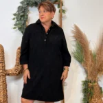 Robe courte femme trapèze en velours côtelé T40-T48 - noir - 50