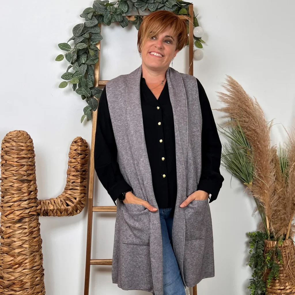 K067- Gilet sans manche "Maëlle" (Tu) - gris - taille-unique