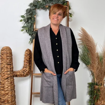 K067- Gilet sans manche "Maëlle" (Tu) - gris - taille-unique