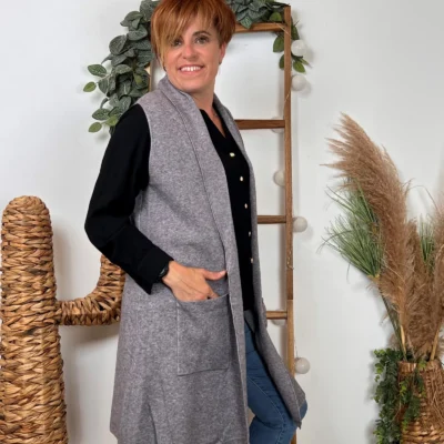 K067- Gilet sans manche "Maëlle" (Tu) - gris - taille-unique