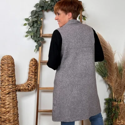 K067- Gilet sans manche "Maëlle" (Tu) - gris - taille-unique
