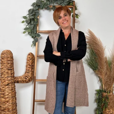 K067- Gilet sans manche "Maëlle" (Tu) - taupe - taille-unique