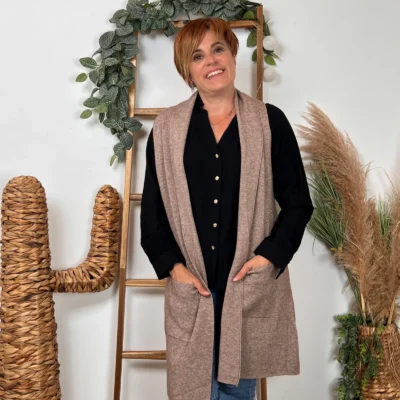 K067- Gilet sans manche "Maëlle" (Tu) - taupe - taille-unique