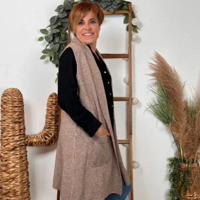 K067- Gilet sans manche "Maëlle" (Tu) - taupe - taille-unique