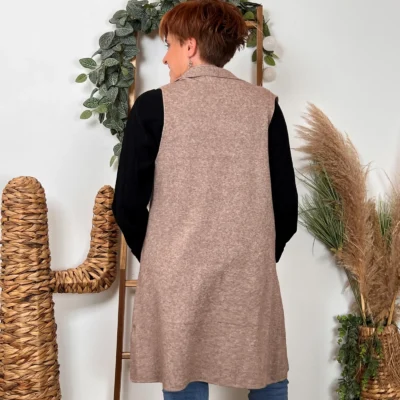 K067- Gilet sans manche "Maëlle" (Tu) - taupe - taille-unique