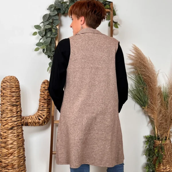 K067- Gilet sans manche "Maëlle" (Tu) - taupe - taille-unique