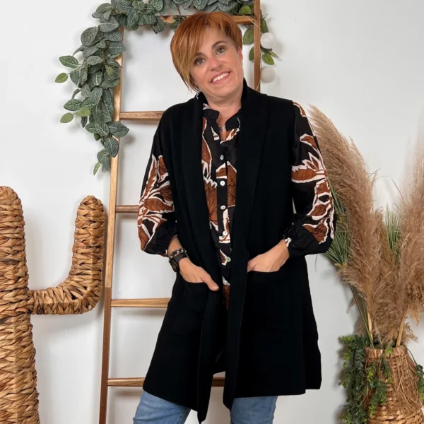 K067- Gilet sans manche "Maëlle" (Tu) - noir - taille-unique