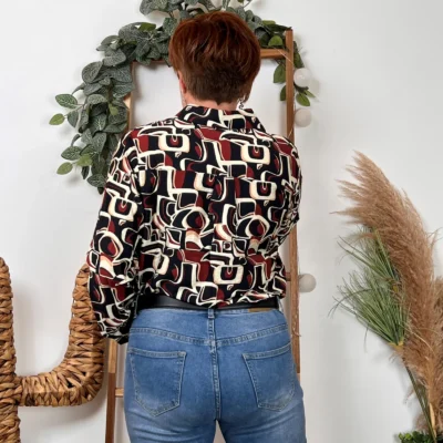 K091- Blouse By-One Graphique (T36-T38) - noir - 38