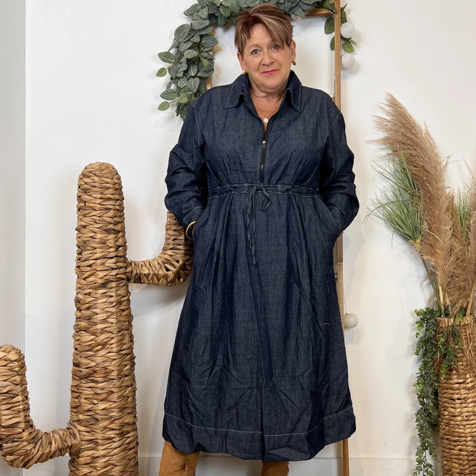 K061- Robe en Jean "Z-One" (T40-T48) - denim - 48