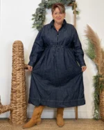 K061- Robe en Jean "Z-One" (T40-T48) - denim-fonce - 48