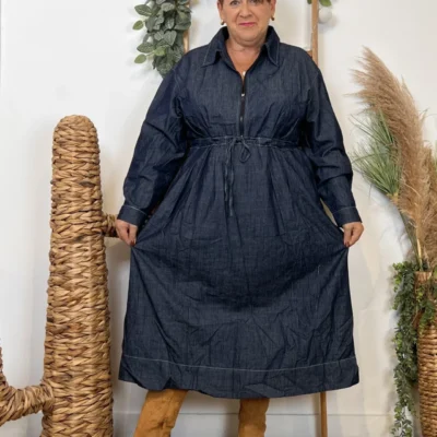 K061- Robe en Jean "Z-One" (T40-T48) - denim - 48