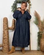 K061- Robe en Jean "Z-One" (T40-T48) - denim-fonce - 48