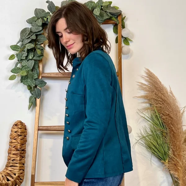 K068- Blazer Suédine Officier (T36-T44) - bleu-canard - 46