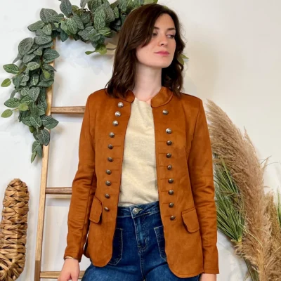 K068- Blazer Suédine Officier (T36-T44) - rouille - 46