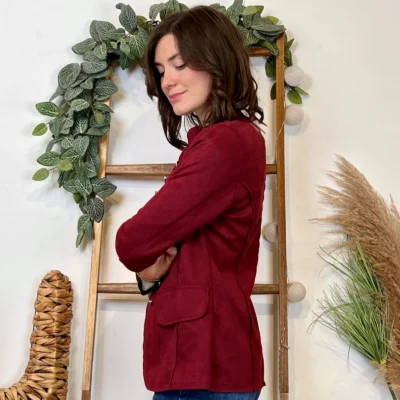 K068- Blazer Suédine Officier (T36-T44) - bordeaux - 46