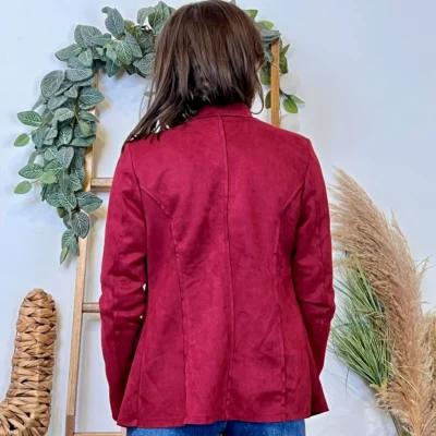 K068- Blazer Suédine Officier (T36-T44) - bordeaux - 46