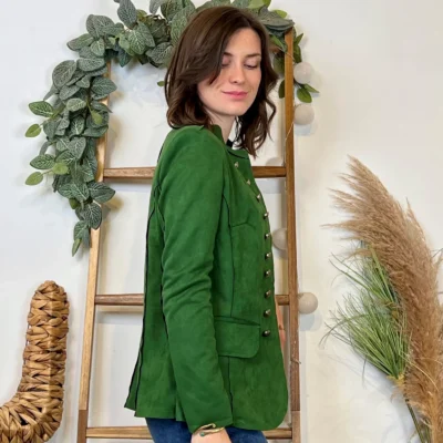 K068- Blazer Suédine Officier (T36-T44) - vert-sapin - 46