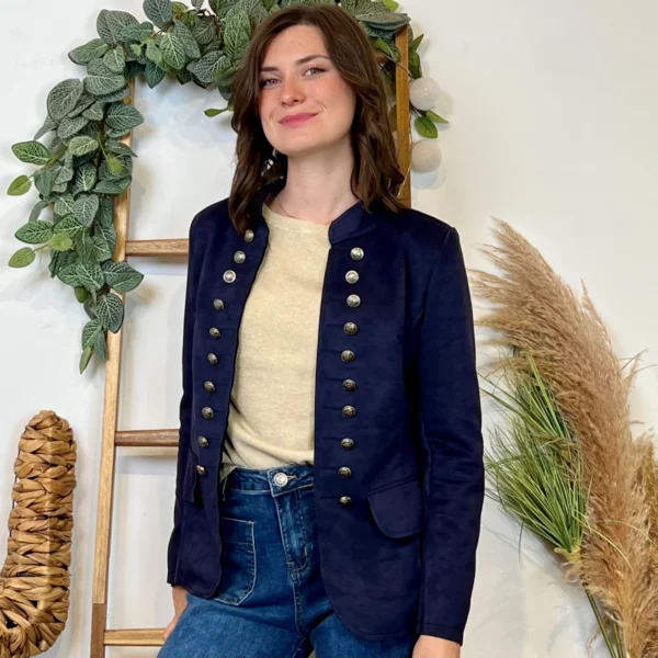 K068- Blazer Suédine Officier (T36-T44) - marine - 46