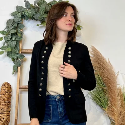 K068- Blazer Suédine Officier (T36-T44) - noir - 46