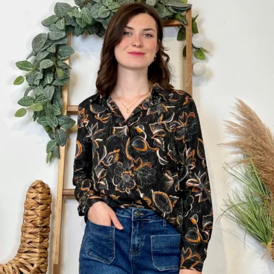 K091- Blouse By-One Pointillé (T36-T38) - noir - 38