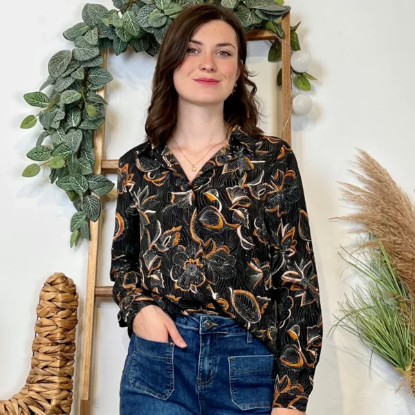 K091- Blouse By-One Pointillé (T36-T38) - noir - 38