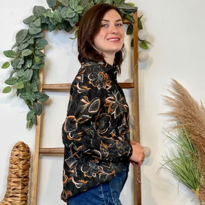 K091- Blouse By-One Pointillé (T36-T38) - noir - 38