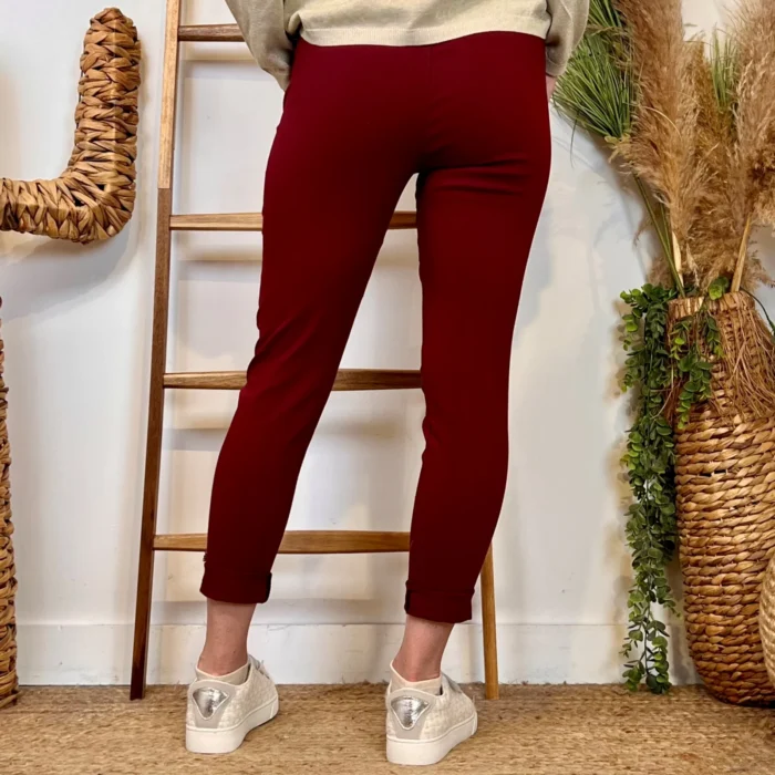 Pantalon stretch femme ceinture fantaisie T36-T50 - bordeaux - 50