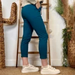 Pantalon stretch femme ceinture fantaisie T36-T50 - bleu-canard - 50