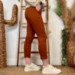 Pantalon stretch femme ceinture fantaisie T36-T50 - rouille - 50