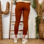 Pantalon stretch femme ceinture fantaisie T36-T50 - rouille - 50