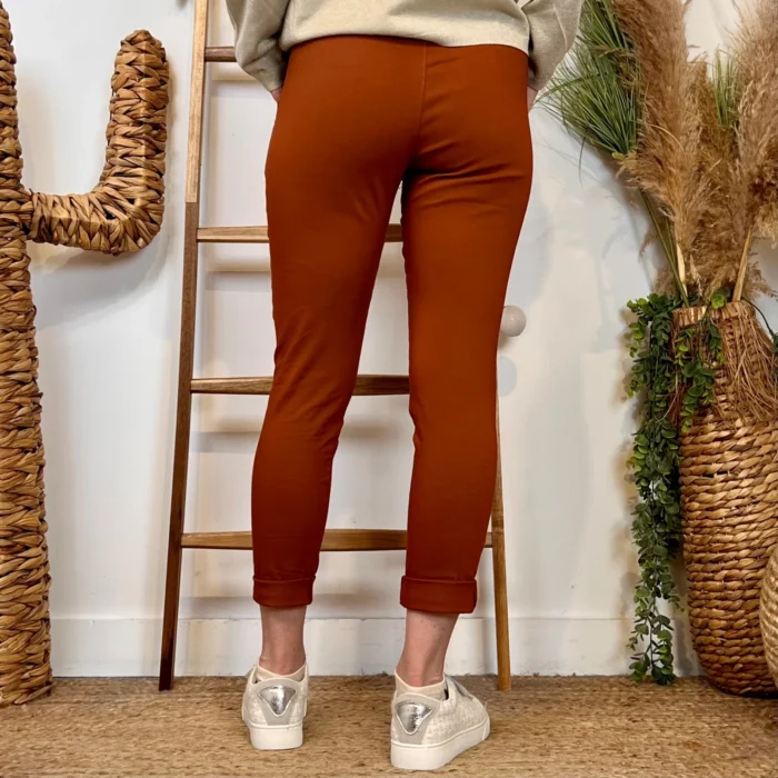 Pantalon stretch femme ceinture fantaisie T36-T50 - rouille - 50