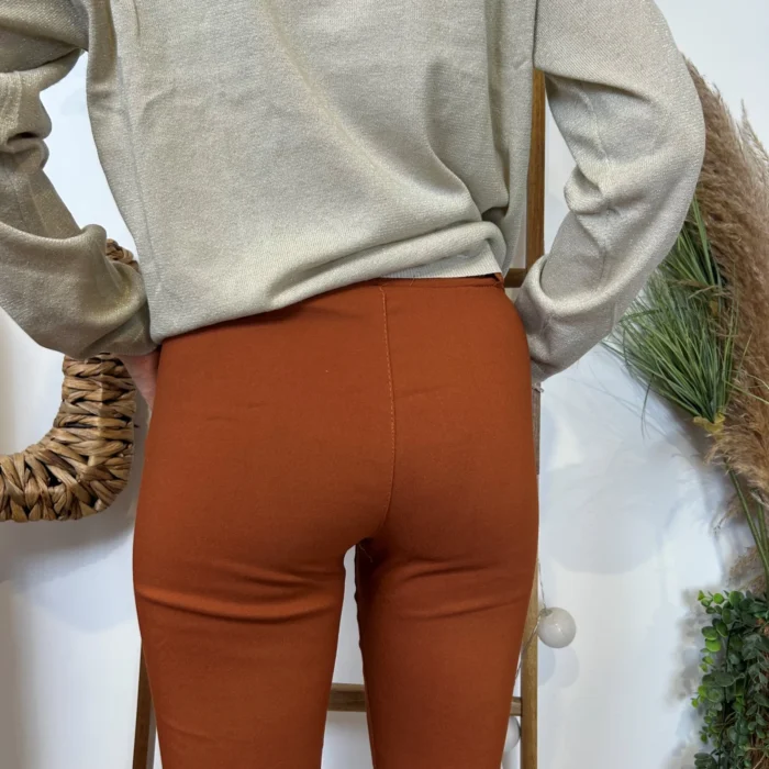 Pantalon stretch femme ceinture fantaisie T36-T50 - rouille - 50